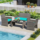4 Piece Patio Conversation Set Rattan Chair Loveseat and Table Set by LJGDeals