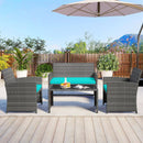 4 Piece Patio Conversation Set Rattan Chair Loveseat and Table Set by LJGDeals