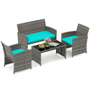 4 Piece Patio Conversation Set Rattan Chair Loveseat and Table Set by LJGDeals