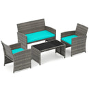 4 Piece Patio Conversation Set Rattan Chair Loveseat and Table Set by LJGDeals