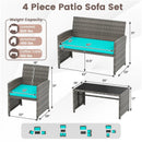 4 Piece Patio Conversation Set Rattan Chair Loveseat and Table Set by LJGDeals