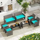 4 Piece Patio Conversation Set Rattan Chair Loveseat and Table Set by LJGDeals