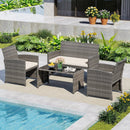 4 Piece Patio Conversation Set Rattan Chair Loveseat and Table Set by LJGDeals