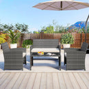 4 Piece Patio Conversation Set Rattan Chair Loveseat and Table Set by LJGDeals