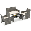 4 Piece Patio Conversation Set Rattan Chair Loveseat and Table Set by LJGDeals