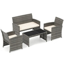 4 Piece Patio Conversation Set Rattan Chair Loveseat and Table Set by LJGDeals