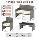 4 Piece Patio Conversation Set Rattan Chair Loveseat and Table Set by LJGDeals