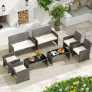 4 Piece Patio Conversation Set Rattan Chair Loveseat and Table Set by LJGDeals