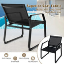 4 Pieces Patio Conversation Set with Breathable Fabric Seat and Tempered Glass Tabletop-Black by LJGDeals