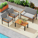 4 Piece Patio Furniture Set with Coffee Table and Loveseat with Removable Cushions-Gray by LJGDeals