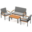 4 Piece Patio Furniture Set with Coffee Table and Loveseat with Removable Cushions-Gray by LJGDeals