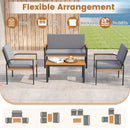 4 Piece Patio Furniture Set with Coffee Table and Loveseat with Removable Cushions-Gray by LJGDeals
