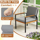 4 Piece Patio Furniture Set with Coffee Table and Loveseat with Removable Cushions-Gray by LJGDeals