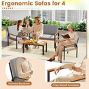 4 Piece Patio Furniture Set with Coffee Table and Loveseat with Removable Cushions-Gray by LJGDeals