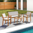 4 Piece Patio Furniture Set with Coffee Table for Backyard and Garden-White