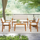 4 Piece Patio Furniture Set with Coffee Table for Backyard and Garden-White by LJGDeals