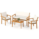 4 Piece Patio Furniture Set with Coffee Table for Backyard and Garden-White by LJGDeals
