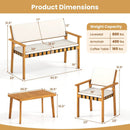 4 Piece Patio Furniture Set with Coffee Table for Backyard and Garden-White by LJGDeals
