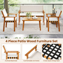 4 Piece Patio Furniture Set with Coffee Table for Backyard and Garden-White