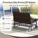 4 Piece Patio Gliding Set Wicker Swing Glider Furniture Set All Weather witrh Tempered Glass Coffee Table-Brown by LJGDeals