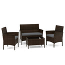 4 Piece Patio Rattan Conversation Set with Cozy Seat Cushions by LJGDeals
