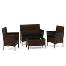4 Piece Patio Rattan Conversation Set with Cozy Seat Cushions by LJGDeals