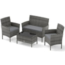 4 Pieces Patio Rattan Conversation Set with Tempered Glass Coffee Table by LJGDeals