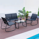 4 Piece Patio Rocking Set with Glass-Top Table by LJGDeals