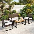 4-Piece Patio Conversation Set with Acacia Coffee Table by LJGDeals