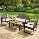 4-Piece Patio Conversation Set with Acacia Coffee Table by LJGDeals