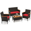 4 Piece Patio Wicker Sofa Set 2 Rattan Chairs and Loveseat with Table-Brown by LJGDeals