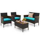 4-Piece Patio Conversation Set with Loveseat and Coffee Table by LJGDeals