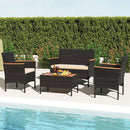 4 Piece Patio Wicker Sofa Set 2 Rattan Chairs and Loveseat with Table-Brown by LJGDeals