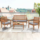 4 Piece Patio Wood Furniture Set Acacia Wood Sofa Set with Loveseat by LJGDeals