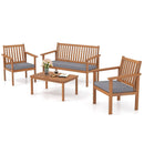 4 Piece Patio Wood Furniture Set Acacia Wood Sofa Set with Loveseat by LJGDeals
