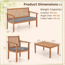 4 Piece Patio Wood Furniture Set Acacia Wood Sofa Set with Loveseat by LJGDeals