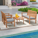 4 Piece Patio Wood Furniture Set Acacia Wood Sofa Set with Loveseat by LJGDeals