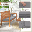 4 Piece Patio Wood Furniture Set Acacia Wood Sofa Set with Loveseat-Gray
