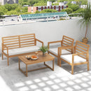4 Piece Wood Patio Conversation Set with 2 Armchairs and Coffee Table-White by LJGDeals