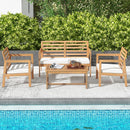 4 Piece Wood Patio Conversation Set with 2 Armchairs and Coffee Table-White by LJGDeals