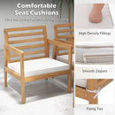 4 Piece Wood Patio Conversation Set with 2 Armchairs and Coffee Table-White by LJGDeals