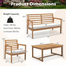 4 Piece Wood Patio Conversation Set with 2 Armchairs and Coffee Table-White by DirectDeals