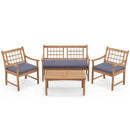 4 Piece Wood Patio Furniture with Armchairs Loveseat and Coffee Table by LJGDeals