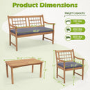 4 Piece Wood Patio Furniture with Armchairs Loveseat and Coffee Table by LJGDeals