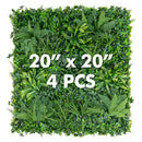 4 Pieces 20 x 20 Inch Artificial Hedge Boxwood Panels with Diverse Leaves by DirectDeals