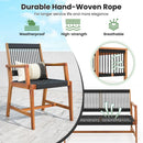 4 Pieces Acacia Wood Patio Conversation Table and Chair Set with Hand Woven Rope by LJGDeals