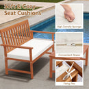 4 Pieces Acacia Wood Furniture Set with Seat Cushions and Robust Wood Frame-White by LJGDeals