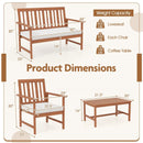 4 Pieces Acacia Wood Furniture Set with Seat Cushions and Robust Wood Frame-White by DirectDeals