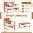 4 Pieces Acacia Wood Furniture Set with Seat Cushions and Robust Wood Frame-White by LJGDeals