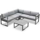 4 Pieces Aluminum Patio Furniture Set with Thick Seat and Back Cushions-Gray by LJGDeals